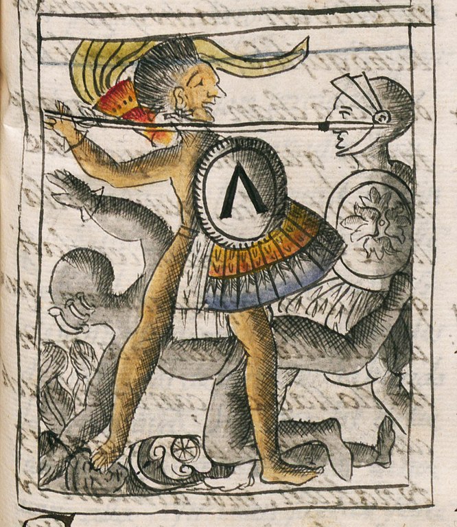 mexica atacando a conquistador